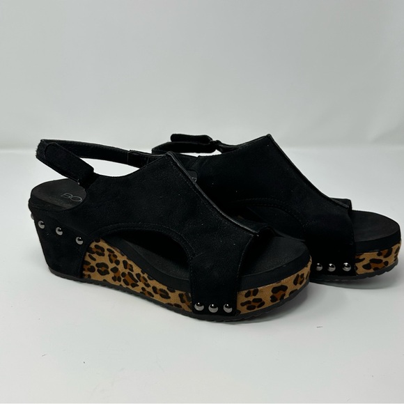 Boutique by Corkys (Carley) Black Cheetah Wedge Size 9 - Picture 1 of 8